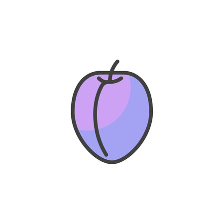Plum fruit filled outline iconのイラスト素材
