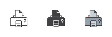 Printer different style icon set