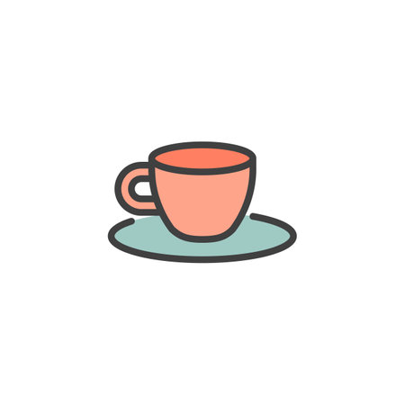 Tea cup and saucer filled outline iconのイラスト素材