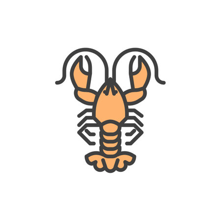 Lobster seafood filled outline icon, line vector sign, linear colorful pictogram isolated on white. Symbol, logo illustration. Vector graphicsのイラスト素材