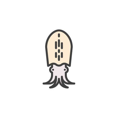 Octopus, squid molluscs filled outline icon, line vector sign, linear colorful pictogram isolated on white. Symbol, logo illustration. Vector graphicsのイラスト素材