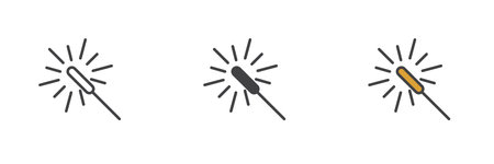 Party sparkler different style icon set. Line, glyph and filled outline colorful version, outline and filled vector sign. Symbol, logo illustration. Vector graphicsのイラスト素材