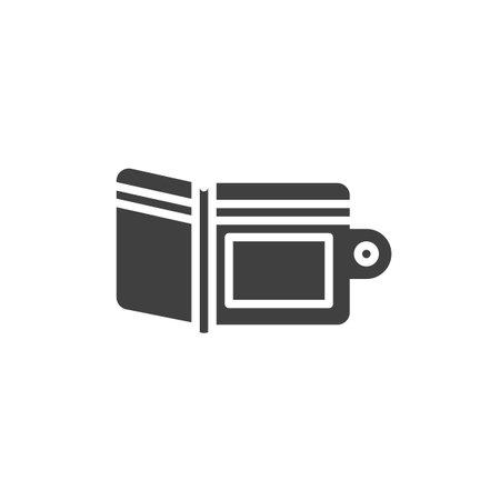 Credit card wallet vector icon. filled flat sign for mobile concept and web design. Money wallet glyph icon. Symbol, logo illustration. Vector graphicsのイラスト素材