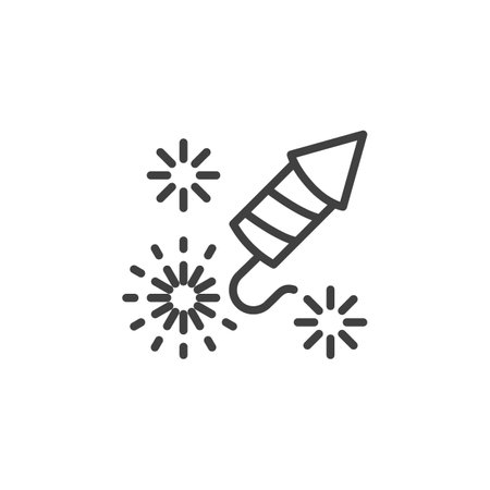 Firework rocket line icon. linear style sign for mobile concept and web design. Firework rocket explosion outline vector icon. Symbol, logo illustration. Vector graphicsのイラスト素材