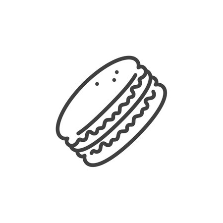 Macarons cake line icon. linear style sign for mobile concept and web design. Round macaron outline vector icon. Symbol, logo illustration. Vector graphicsのイラスト素材