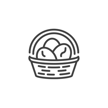 Basket of Baked Goods line icon. linear style sign for mobile concept and web design. Bread basket outline vector icon. Bakery symbol, logo illustration. Vector graphicsのイラスト素材