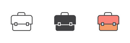 Tool bag different style icon set. Line, glyph and filled outline colorful version, outline and filled vector sign. Symbol, logo illustration. Vector graphicsのイラスト素材