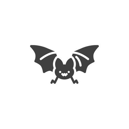 Halloween bat vector icon. filled flat sign for mobile concept and web design. Flying Bat glyph icon. Symbol, logo illustration. Vector graphicsのイラスト素材