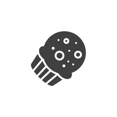 Chocolate Muffin vector icon. filled flat sign for mobile concept and web design. Muffin cake glyph icon. Symbol, logo illustration. Vector graphicsのイラスト素材