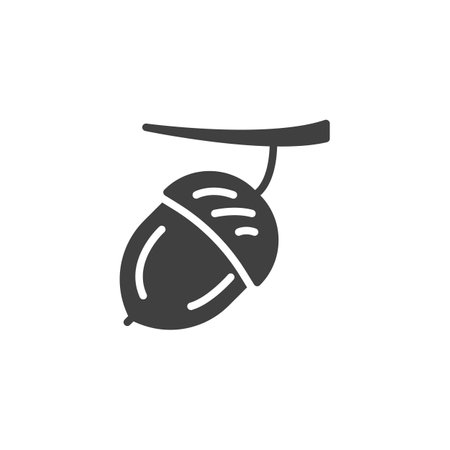 Acorn nut vector icon. filled flat sign for mobile concept and web design. Acorn shell glyph icon. Symbol, logo illustration. Vector graphicsのイラスト素材
