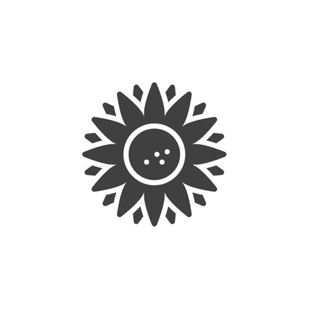 Sunflower vector icon. filled flat sign for mobile concept and web design. Sun flower glyph icon. Symbol, logo illustration. Vector graphicsのイラスト素材