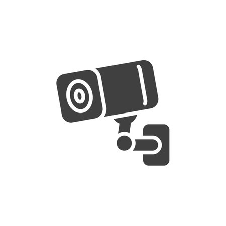 Security camera vector icon. filled flat sign for mobile concept and web design. cctv glyph icon....