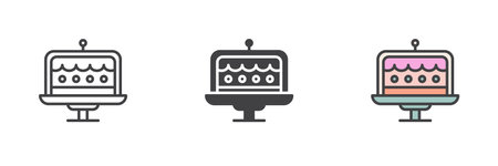 Cake stand different style icon set. Line, glyph and filled outline colorful version, outline and filled vector sign. Symbol, logo illustration. Vector graphicsのイラスト素材