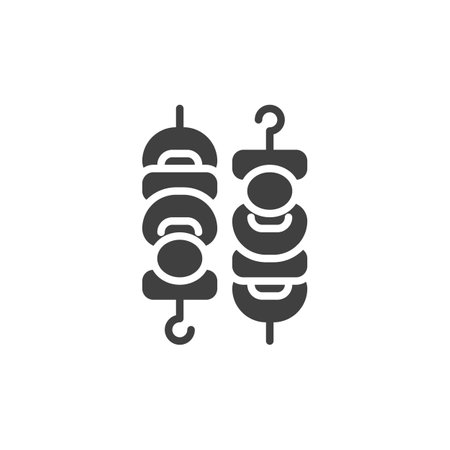 Grilled vegetables skewer vector icon. filled flat sign for mobile concept and web design. Vegetarian BBQ glyph icon. Symbol, logo illustration. Vector graphicsのイラスト素材