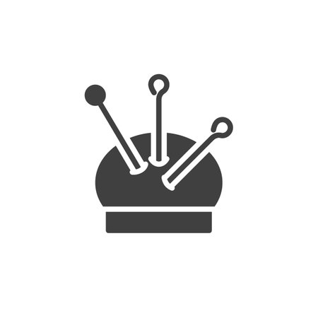 Cushion with pins vector icon. filled flat sign for mobile concept and web design. Pin Cushion glyph icon. Symbol, logo illustration. Vector graphicsのイラスト素材
