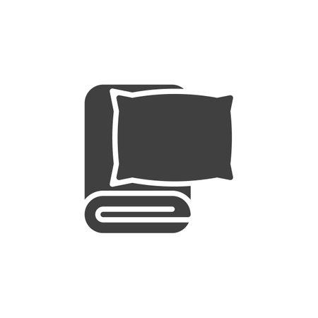 Pillow and blanket vector icon. filled flat sign for mobile concept and web design. Hotel bedding glyph icon. Symbol, logo illustration. Vector graphicsのイラスト素材