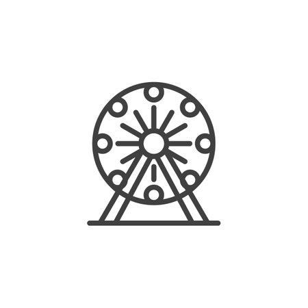 Ferris Wheel line icon. linear style sign for mobile concept and web design. Ferris wheel carousel outline vector icon. Symbol, logo illustration. Vector graphicsのイラスト素材