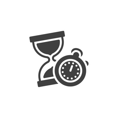 Sandlock and stopwatch vector icon. filled flat sign for mobile concept and web design. Time Measurement glyph icon. Symbol, logo illustration. Vector graphicsのイラスト素材