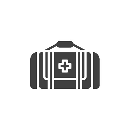 Medical Bag vector icon. filled flat sign for mobile concept and web design. First aid kit glyph icon. Symbol, logo illustration. Vector graphicsのイラスト素材