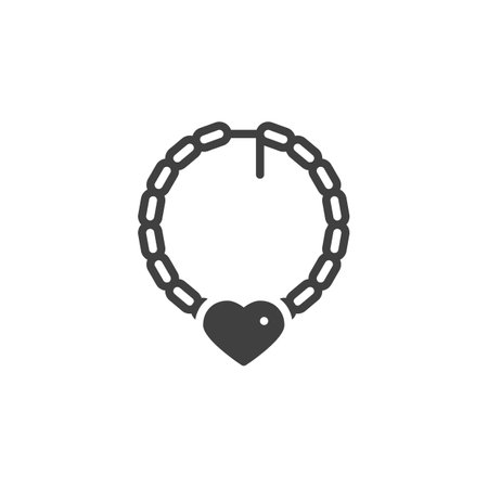 Valentines gift jewelry vector icon. filled flat sign for mobile concept and web design. Bracelet with heart glyph icon. Symbol, logo illustration. Vector graphicsのイラスト素材