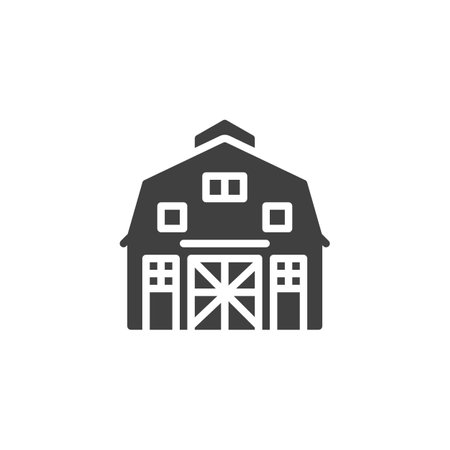 Hangar warehouse vector icon. filled flat sign for mobile concept and web design. Farm barn glyph icon. Agriculture symbol, logo illustration. Vector graphicsのイラスト素材