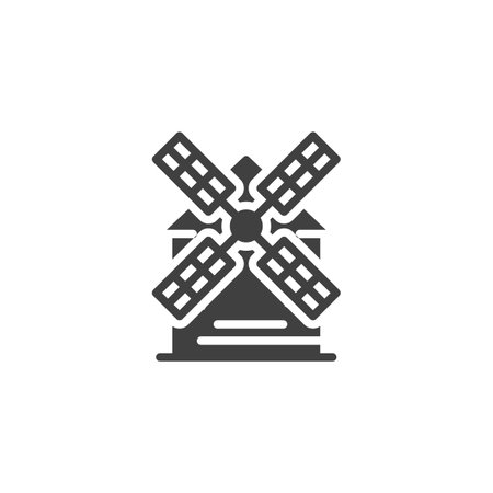 Rural windmill vector icon. filled flat sign for mobile concept and web design. Farm windmill glyph...