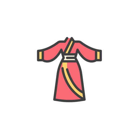 Chinese festive dress filled outline icon, line vector sign, linear colorful pictogram isolated on white. Symbol, logo illustration. Vector graphicsのイラスト素材