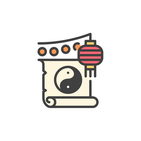 Chinese New Year decorations filled outline icon, line vector sign, linear colorful pictogram isolated on white. Symbol, logo illustration. Vector graphicsのイラスト素材