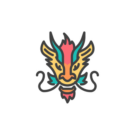 Chinese New Year dragon filled outline icon, line vector sign, linear colorful pictogram isolated on white. Symbol, logo illustration. Vector graphicsのイラスト素材