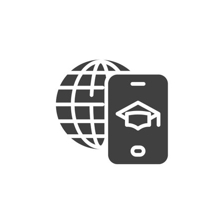 E-learning, online education vector icon. filled flat sign for mobile concept and web design. Internet Education glyph icon. Symbol, logo illustration. Vector graphicsのイラスト素材