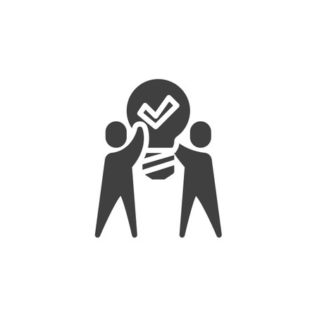 Creative, idea solutions vector icon. filled flat sign for mobile concept and web design. Collaborative Solutions glyph icon. Symbol, logo illustration. Vector graphicsのイラスト素材