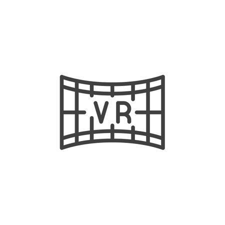 VR Simulation line icon. linear style sign for mobile concept and web design. Virtual Reality simulation outline vector icon. Symbol, logo illustration. Vector graphicsのイラスト素材