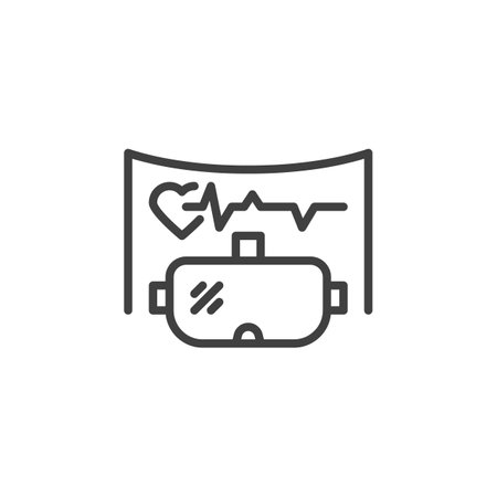 VR Healthcare line icon. linear style sign for mobile concept and web design. VR medical technology outline vector icon. Symbol, logo illustration. Vector graphicsのイラスト素材