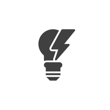Light bulb and lightning vector icon. filled flat sign for mobile concept and web design. Creative Energy glyph icon. Symbol, logo illustration. Vector graphicsのイラスト素材