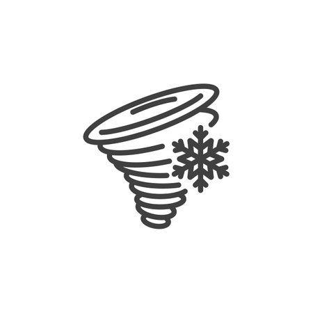 Polar Vortex line icon. linear style sign for mobile concept and web design. Tornado and snowflake outline vector icon. Symbol, logo illustration. Vector graphicsのイラスト素材