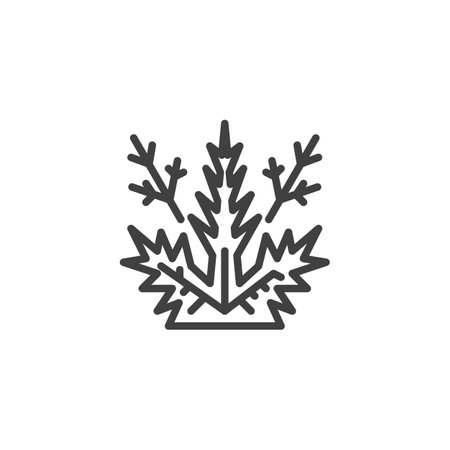 Frost or ice shape line icon. linear style sign for mobile concept and web design. Freezing snowflake outline vector icon. Winter weather symbol, logo illustration. Vector graphicsのイラスト素材
