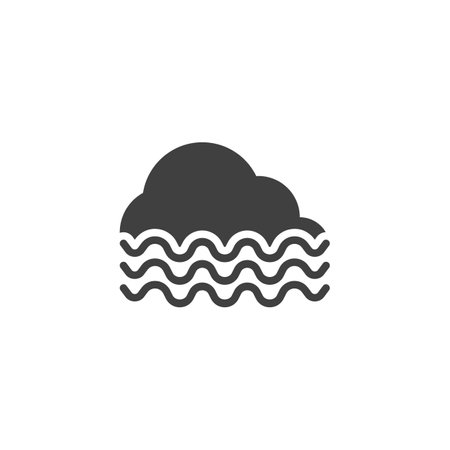 Fog covering clouds vector icon. filled flat sign for mobile concept and web design. Foggy weather glyph icon. Symbol, logo illustration. Vector graphicsのイラスト素材