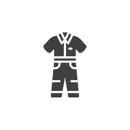 Work Overall vector icon. filled flat sign for mobile concept and web design. Mechanic Uniform glyph icon. Symbol, logo illustration. Vector graphicsのイラスト素材