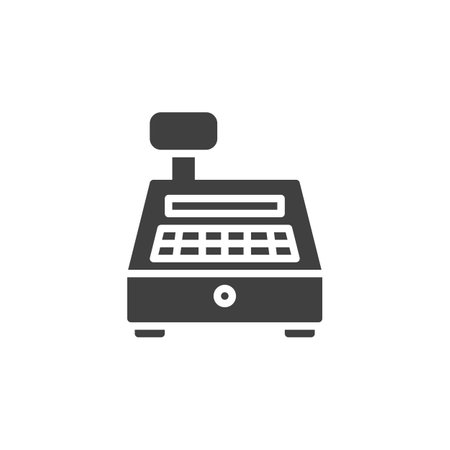 POS system vector icon. filled flat sign for mobile concept and web design. Cash Register glyph icon. Symbol, logo illustration. Vector graphicsのイラスト素材