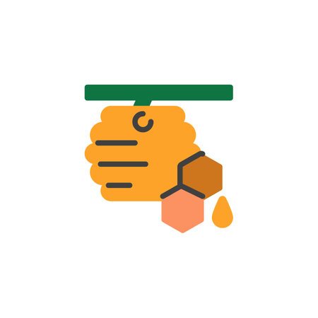 Beehive and Honeycomb flat icon, vector sign, colorful pictogram isolated on white. Symbol, logo...