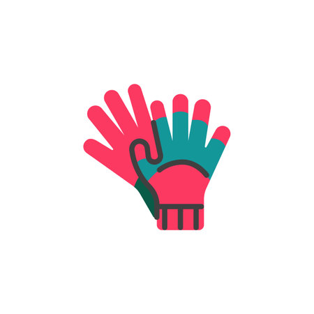 Garden Gloves flat icon, protective gloves vector sign, colorful pictogram isolated on white. Symbol, logo illustration. Flat style designのイラスト素材