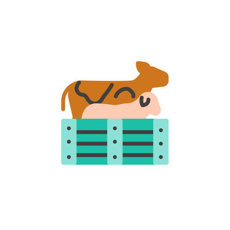 Livestock flat icon, farm animals cows, sheep vector sign, colorful pictogram isolated on white. Symbol, logo illustration. Flat style designのイラスト素材