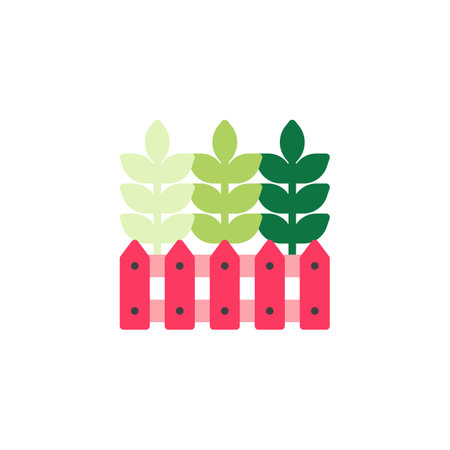 Farm Fence and Trees flat icon, vector sign, colorful pictogram isolated on white. Symbol, logo illustration. Flat style designのイラスト素材