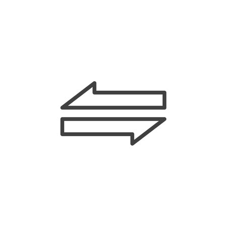 Data Transfer line icon. linear style sign for mobile concept and web design. Arrows left and right outline vector icon. Change or Exchange symbol, logo illustration. Vector graphicsのイラスト素材