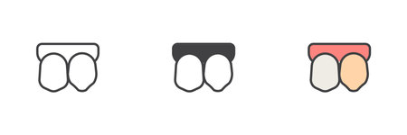 Teeth whitening different style icon set. Line, glyph and filled outline colorful version, outline and filled vector sign. Dental care symbol, logo illustration. Vector graphicsのイラスト素材