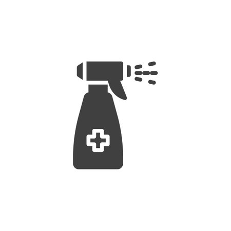 Sanitizer spray bottle vector icon. filled flat sign for mobile concept and web design. Disinfectant spray bottle glyph icon. Symbol, logo illustration. Vector graphicsのイラスト素材