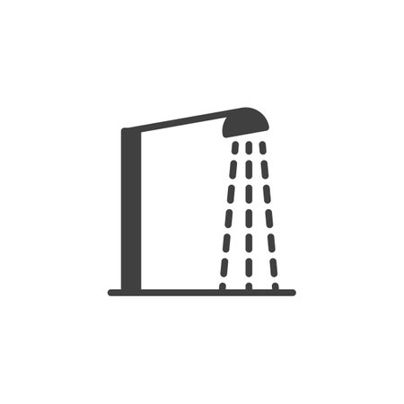 Poolside shower vector icon. filled flat sign for mobile concept and web design. Poolside Shower glyph icon. Symbol, logo illustration. Vector graphicsのイラスト素材