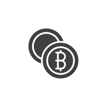 Bitcoin coin vector icon. filled flat sign for mobile concept and web design. Cryptocurrency glyph icon. Symbol, logo illustration. Vector graphicsのイラスト素材