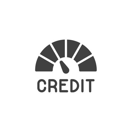 Gauge showing credit score range vector icon. filled flat sign for mobile concept and web design. Credit Score glyph icon. Symbol, logo illustration. Vector graphicsのイラスト素材