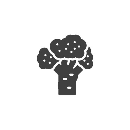 Broccoli floret vector icon. filled flat sign for mobile concept and web design. Broccoli glyph icon. Symbol, logo illustration. Vector graphicsのイラスト素材